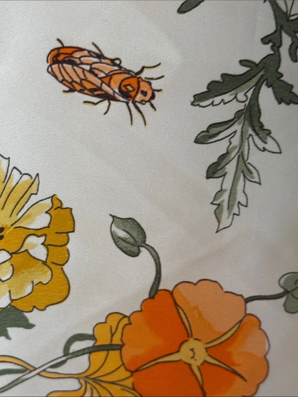 Pier Francoise Vintage Yellow Floral Silk Scarf 33” by 34”